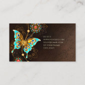 Carte De Visite Papillon élégant luxe marron turquoise or (Dos)