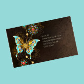 Carte De Visite Papillon élégant luxe marron turquoise or
