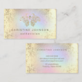 Carte De Visite papillon esthéticien FAUX en feuille d'or (Devant / Derrière)