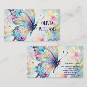 Carte De Visite Papillon Floral Aquarelle Coloré