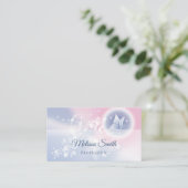 Carte De Visite Papillon floral bleu rose (Debout devant)