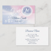 Carte De Visite Papillon floral bleu rose (Devant / Derrière)