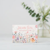 Carte De Visite Papillon floral rose et vert (Debout devant)