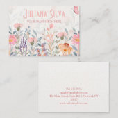 Carte De Visite Papillon floral rose et vert (Devant / Derrière)