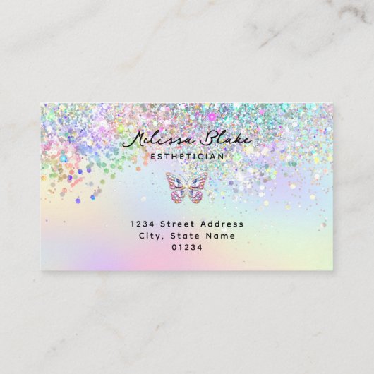 Carte De Visite papillon gemmes faux pastel parties scintillant (Dos)