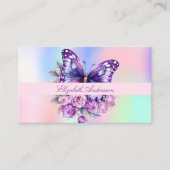 Carte De Visite Papillon holographique violet code QR médias socia (Devant)