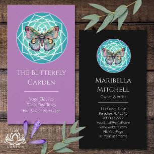 Carte De Visite Papillon Indigo Violet Mandala Mystique Turquoise