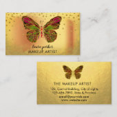 Carte De Visite Papillon Logo Parties scintillant or Girl Arc-en-c (Devant / Derrière)