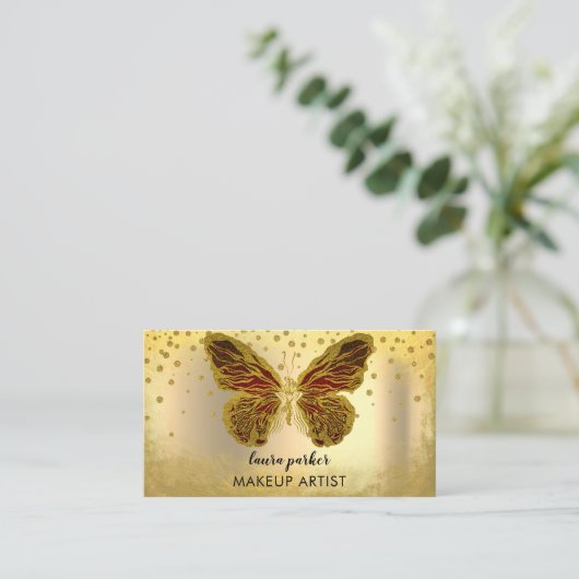 Carte De Visite Papillon Logo Parties scintillant Or Girly Moderne (Debout devant)
