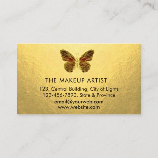 Carte De Visite Papillon Logo Parties scintillant Or Girly Moderne (Dos)