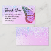Carte De Visite papillon merci pour votre achat (Devant / Derrière)