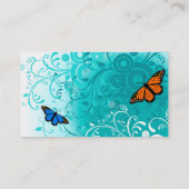 Carte De Visite Papillon moderne et VOL3 floral vert (Dos)
