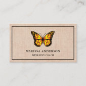 Carte De Visite Papillon Monarch Orange Élégant Burlap Rustique (Devant)