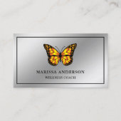 Carte De Visite Papillon Monarch Orange Élégant Feuille d'Argent (Devant)