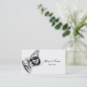 Carte de visite papillon monarque noir et blanc (Debout devant)