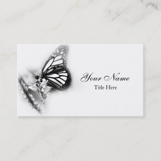Carte de visite papillon monarque noir et blanc (Devant)