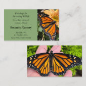 Carte De Visite Papillon monarque sur fleur chrysanthème (Devant / Derrière)