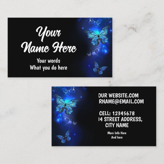 Carte De Visite Papillon morpho dans le noir (Devant / Derrière)