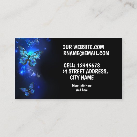 Carte De Visite Papillon morpho dans le noir (Dos)