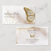 carte de visite papillon or aquarelle (Devant / Derrière)
