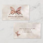 Carte De Visite Papillon or Rose de luxe sur la nacre (Devant / Derrière)