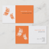 Carte De Visite Papillon orange et blanc Élégant moderne simple (Devant / Derrière)