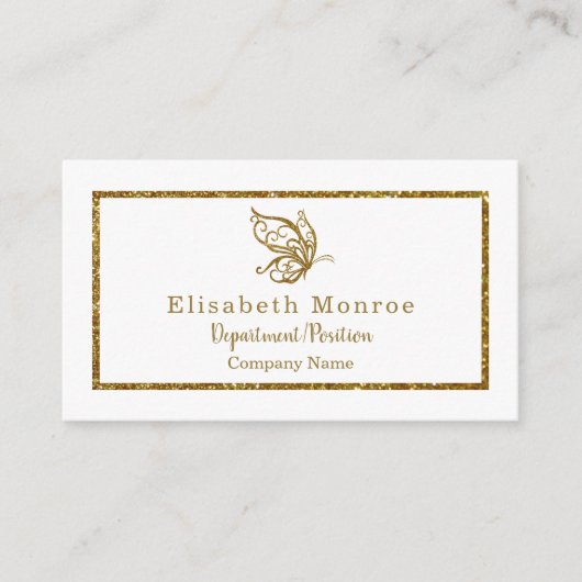 Carte De Visite Papillon Parties scintillant d'or (Devant)