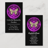 Carte De Visite Papillon Pourpre Indigo Mystique Mandala Turquoise (Devant / Derrière)