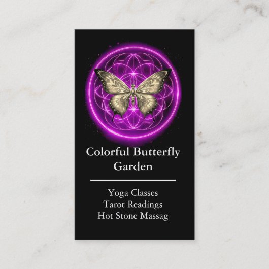 Carte De Visite Papillon Pourpre Indigo Mystique Mandala Turquoise (Devant)