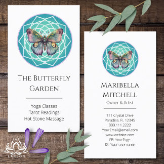 Carte De Visite Papillon Pourpre Indigo Mystique Mandala Turquoise