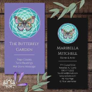 Carte De Visite Papillon Pourpre Indigo Mystique Mandala Turquoise