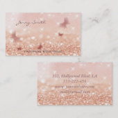 Carte De Visite Papillon professionnel élégant rose en or bokeh (Devant / Derrière)
