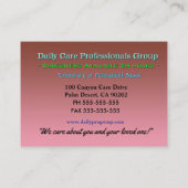 Carte De Visite Papillon réfléchi confiant aidant professionnel (Dos)