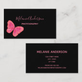 Carte de visite papillon rose (Devant / Derrière)