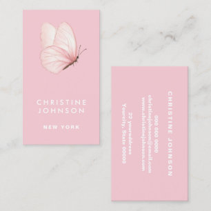 Carte De Visite papillon rose aquarelle
