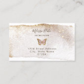 carte de visite papillon rose aquarelle (Dos)