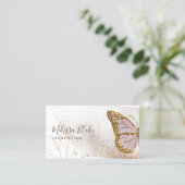 carte de visite papillon rose aquarelle (Debout devant)