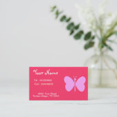 Carte De Visite papillon rose capricieux (Debout devant)