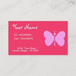 Carte De Visite papillon rose capricieux