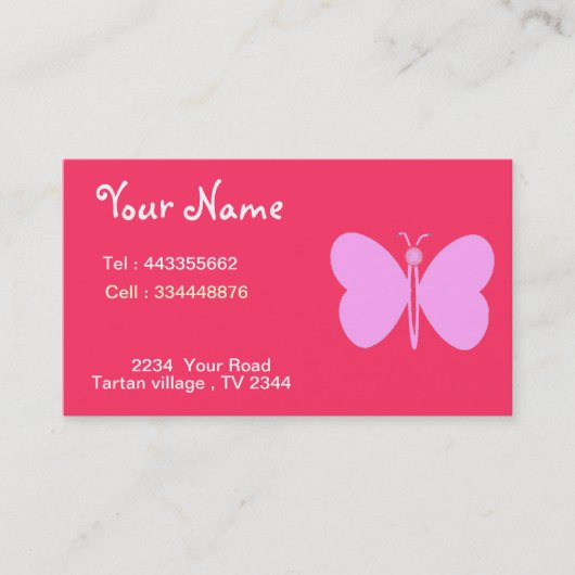 Carte De Visite papillon rose capricieux (Devant)