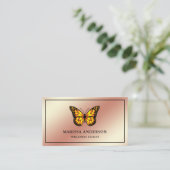 Carte De Visite Papillon rose de monarque orange (Debout devant)
