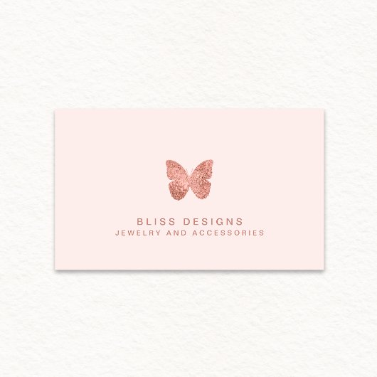 Carte De Visite Papillon rose Gold Foil Elegant Blush Rose