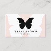 Carte De Visite Papillon rose Silhouette Simplement (Devant)