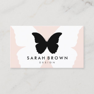 Carte De Visite Papillon rose Silhouette Simplement