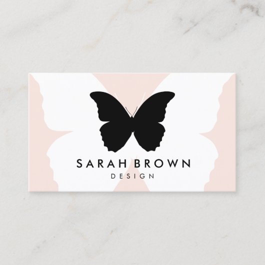 Carte De Visite Papillon rose Silhouette Simplement (Devant)
