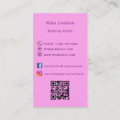 Carte De Visite Papillon rose violet Qr logo des médias sociaux (Dos)