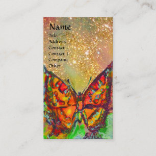 Carte De Visite PAPILLON ROUGE DANS PAILLETTES D'OR JAUNE Monogram