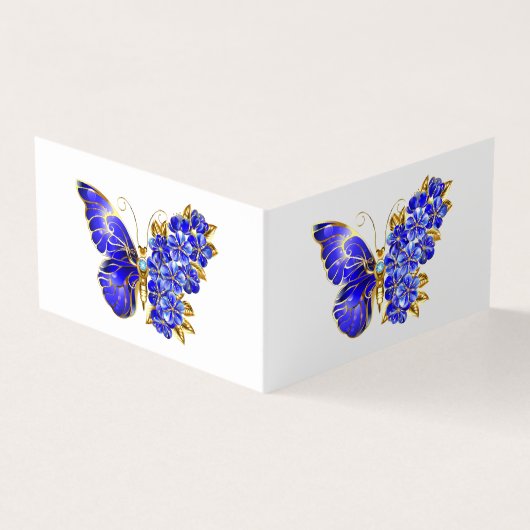 Carte De Visite Papillon Saphir Fleur (Extérieur)