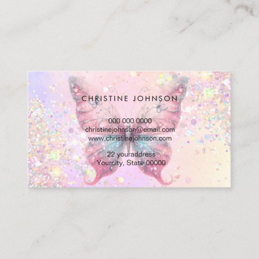 Carte De Visite papillon simulé parties scintillant à collants (Dos)