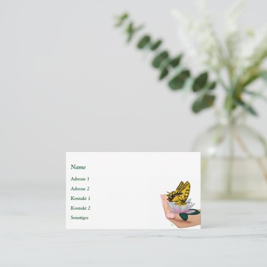 Carte De Visite Papillon sur Lotus Bloom (Debout devant)